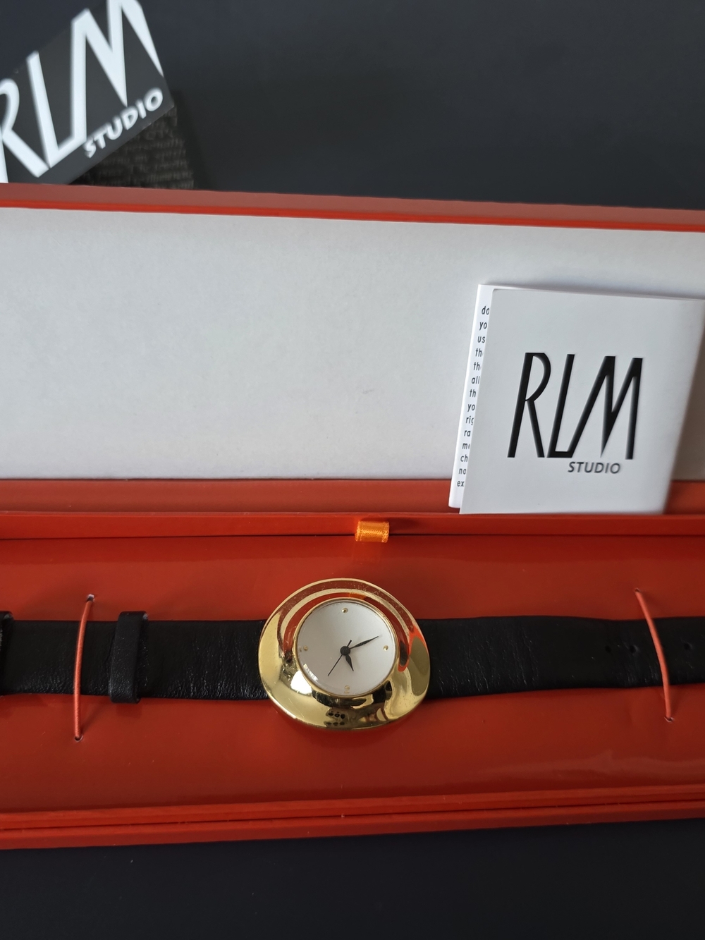 Robert Lee Morris Gold Dome Watch with Black Strap